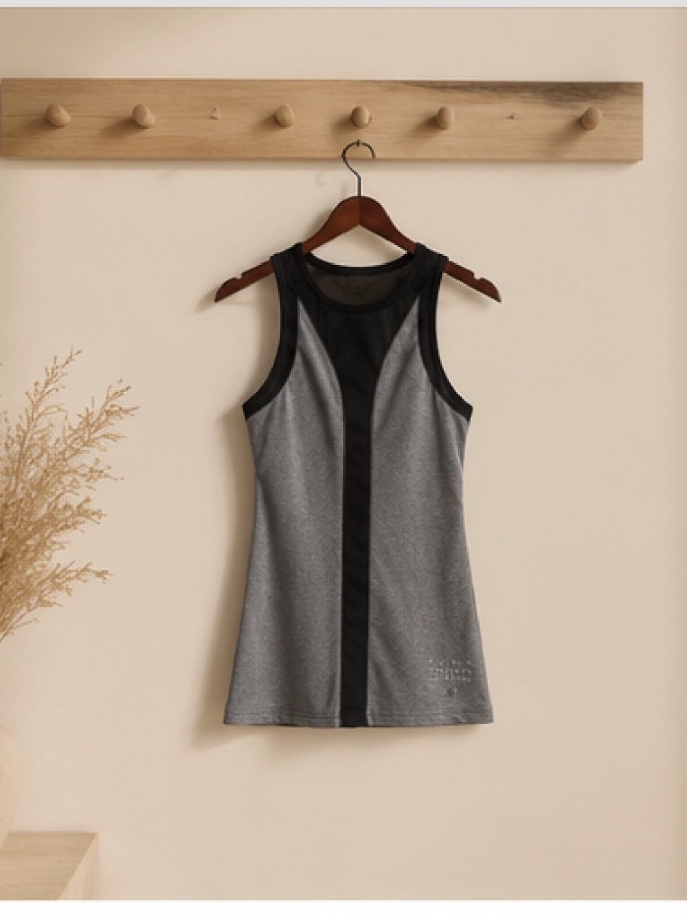 Made To Move Gray & Black Athletic Tank Dress XS Sporty Minimalist Bodycon